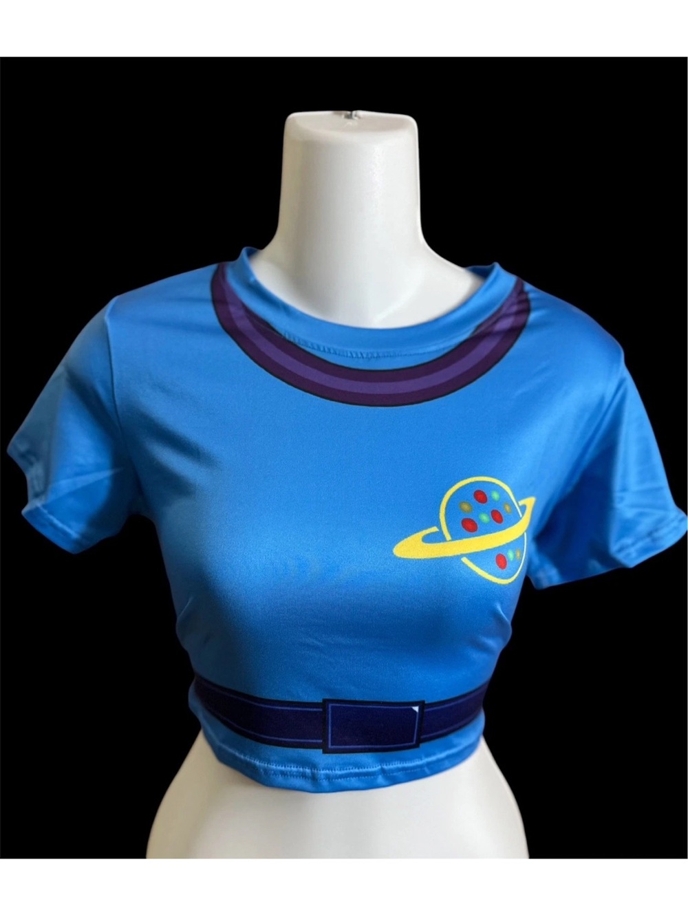 Bright Blue Planet Graphic Crop Top